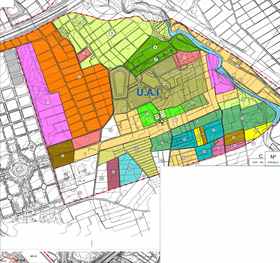 Plano parcelario catastral del Sector ZP-Pn5, con las parcelas 12 y 23 —titularidad de la propiedad— señaladas en amarillo